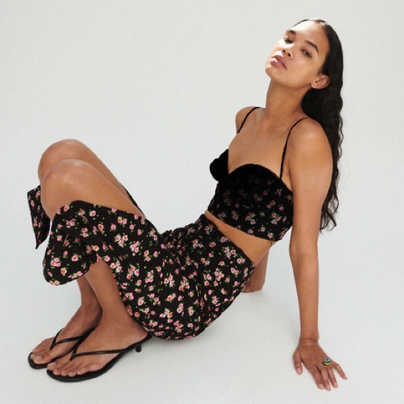 Zara set floral corset high waist belted skirt NWT bloggers favorite - Picture 10 of 13